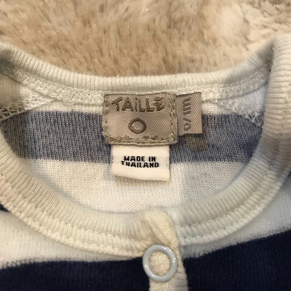 Taille “T. Zero” Velour Footsie Pajamas Size 0-1M - Picture 4 of 5